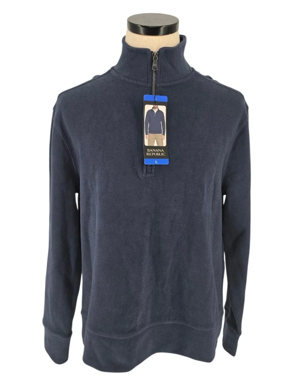 Banana Republic Navy Quarter Zip Pullover Sweatshirt Mock Neck Large